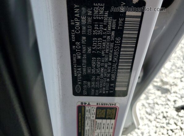 KM8J33AL5KU853166 2019 HYUNDAI TUCSON White Vista interior de 360 grados