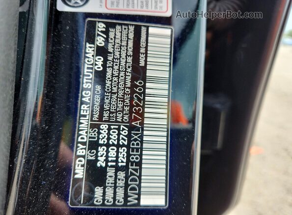WDDZF8EBXLA732266 2020 MERCEDES-BENZ E Черный Вид наклейки с VIN-кодом