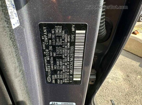 KM8J3CA47MU287099 2021 HYUNDAI TUCSON Серый Вид задней части салона