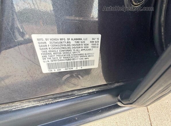 5FRYD4H47GB018317 2016 ACURA MDX Серый Вид задней части салона
