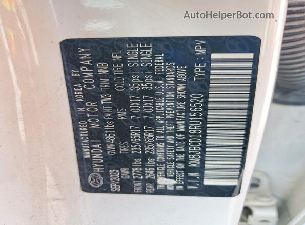 KM8JBCD18RU156520 2024 HYUNDAI TUCSON Белый Панорамный вид салона 360°