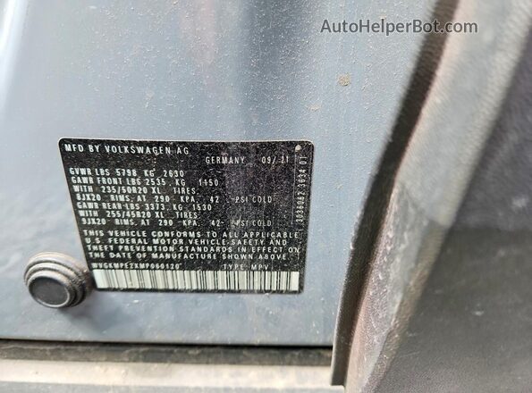 WVGKMPE2XMP060120 2021 VOLKSWAGEN ID.4 Gray Вид наклейки з VIN-кодом