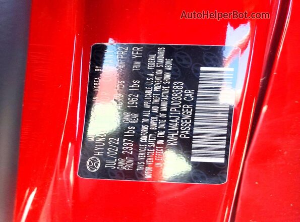 KMHLM4AJ1PU038383 2023 HYUNDAI ELANTRA Красный Панорамный вид салона 360°