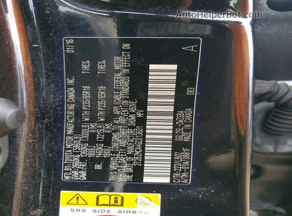 2T2BZMCA4GC013601 2016 LEXUS RX 350 Черный Вид наклейки с VIN-кодом