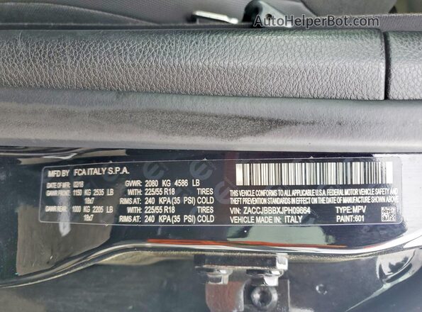 ZACCJBBBXJPH09664 2018 JEEP RENEGADE Черный Панорамный вид салона 360°