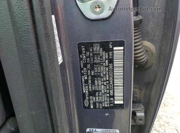 KM8J2CA46KU031066 2019 HYUNDAI TUCSON Silver Vista interior de 360 grados