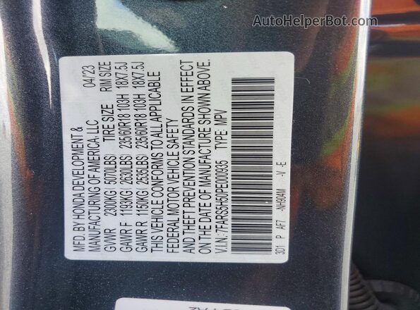 7FARS5H50PE000935 2023 HONDA CR-V Charcoal Widok naklejki z numerem VIN