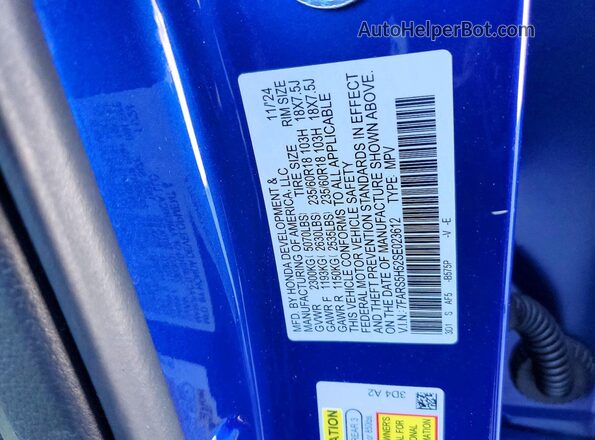 7FARS5H52SE023612 2025 HONDA CR-V Синий Вид наклейки с VIN-кодом