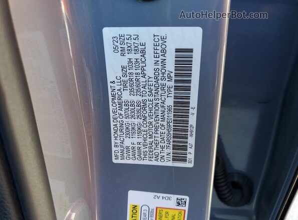 7FARS5H59PE011965 2023 HONDA CR-V Gray Widok naklejki z numerem VIN