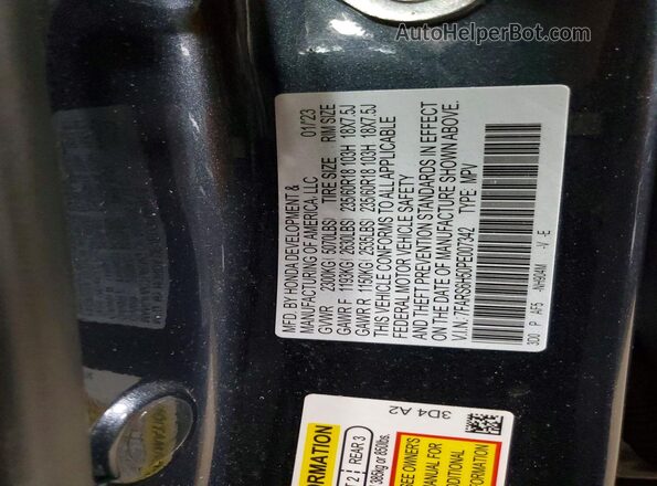 7FARS6H50PE007342 2023 HONDA CR-V Gray Вид наклейки з VIN-кодом