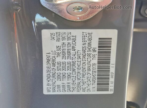 7FARS6H57SE101789 2025 HONDA CR-V Серый Вид наклейки с VIN-кодом