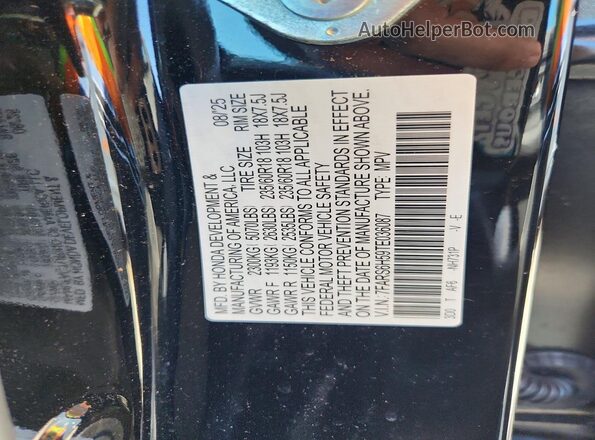 7FARS6H59TE036087 2026 HONDA CR-V Black Вид наклейки з VIN-кодом
