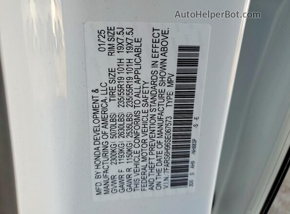 7FARS6H96SE067573 2025 HONDA CR-V White Vista del compartimento del motor
