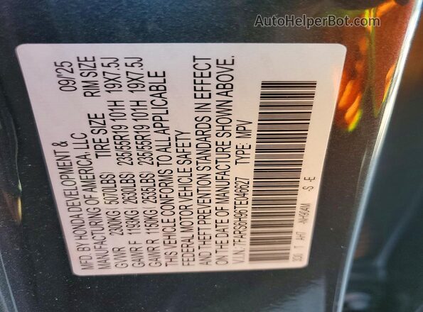 7FARS6H96TE046627 2026 HONDA CR-V Угольный Вид наклейки с VIN-кодом