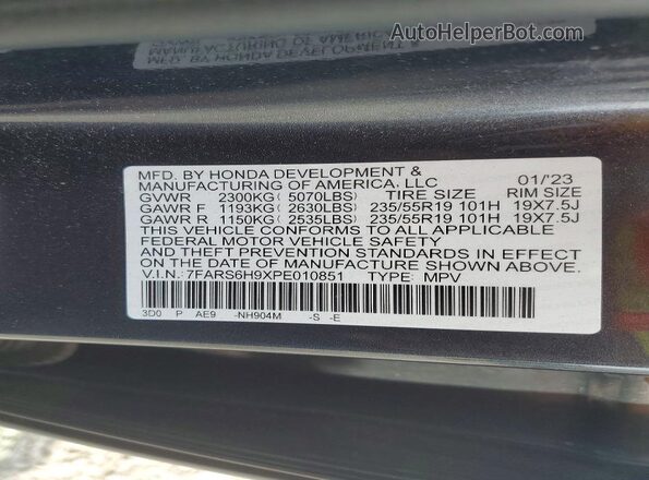 7FARS6H9XPE010851 2023 HONDA CR-V Синий Вид наклейки с VIN-кодом