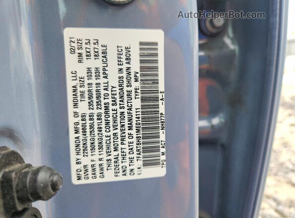 7FART6H81ME014111 2021 HONDA CR-V Серый Вид наклейки с VIN-кодом