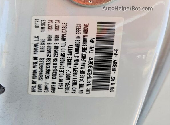 7FART6H82ME006812 2021 HONDA CR-V White სალონის 360-გრადუსიანი ხედი