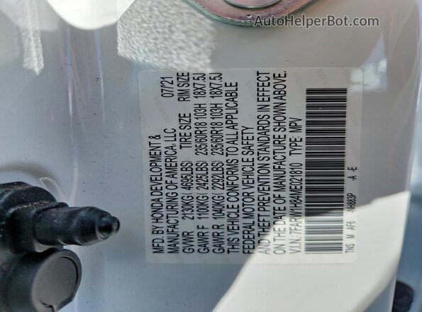 7FARW1H84ME021810 2021 HONDA CR-V White VIN sticker view