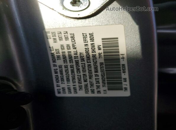 7FARW2H53JE079768 2018 HONDA CR-V Gray Widok naklejki z numerem VIN