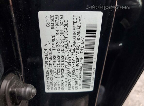 7FARW2H97NE047463 2022 HONDA CR-V Black სალონის 360-გრადუსიანი ხედი