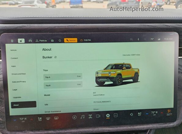 7FCTGAAL1NN004473 2022 RIVIAN R1T Желтый Вид щитка приборов