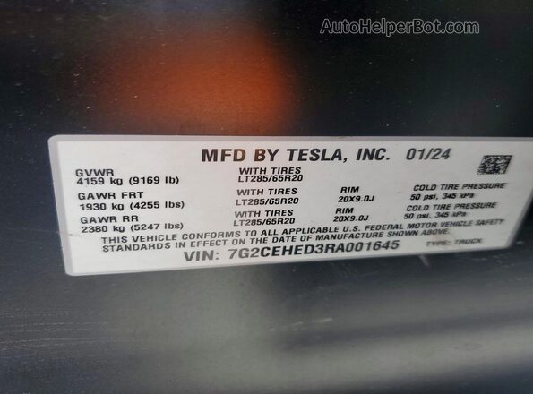 7G2CEHED3RA001645 2024 TESLA CYBERTRUCK Черный Вид подкапотного пространства