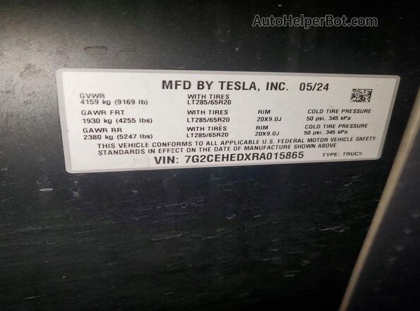 7G2CEHEDXRA015865 2024 TESLA CYBERTRUCK Серебряный Вид подкапотного пространства