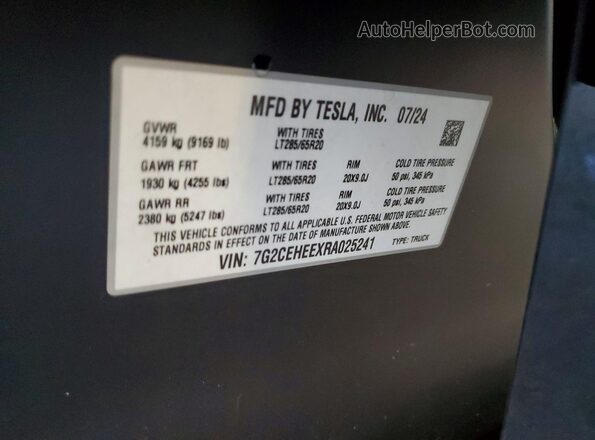 7G2CEHEEXRA025241 2024 TESLA CYBERTRUCK Черный Вид наклейки с VIN-кодом