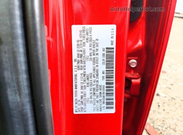7MMVABAM1RN199964 2024 MAZDA CX-5 Red VIN კოდის სტიკერის ხედი