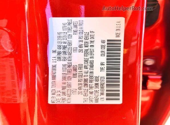 7MMVABAM9RN219720 2024 MAZDA CX-5 Red VIN კოდის სტიკერის ხედი