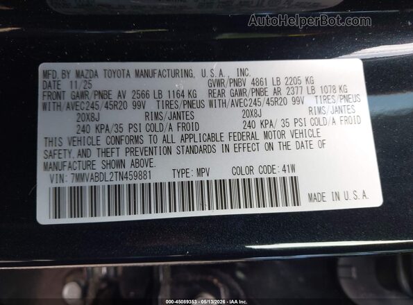 7MMVABDL2TN459881 2026 MAZDA CX-5 Черный Вид подкапотного пространства