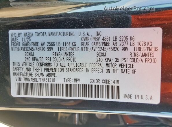 7MMVABDL7TN461318 2026 MAZDA CX-5 Черный Вид наклейки с VIN-кодом