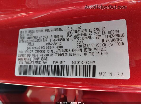 7MMVABDL7TN471749 2026 MAZDA CX-5 Бордовый Вид подкапотного пространства