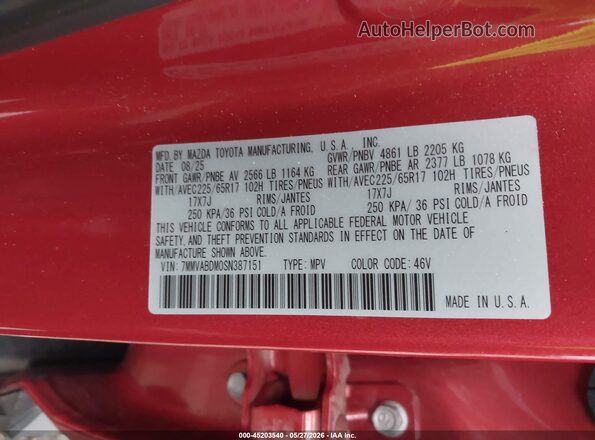 7MMVABDM0SN387151 2025 MAZDA CX-5 Red Engine compartment view