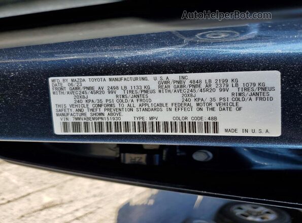 7MMVABEM9PN151930 2023 MAZDA CX-5 Синий Вид наклейки с VIN-кодом
