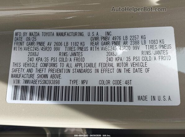 7MMVABEY5SN393898 2025 MAZDA CX-5 Зеленый Вид подкапотного пространства