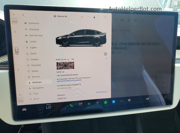 7SAXCBE60TF481391 2026 TESLA MODEL Gray Вид щитка приладів