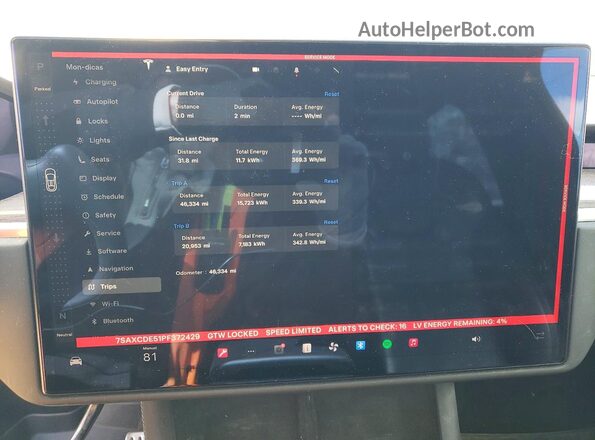 7SAXCDE51PF372429 2023 TESLA MODEL Черный Вид щитка приборов
