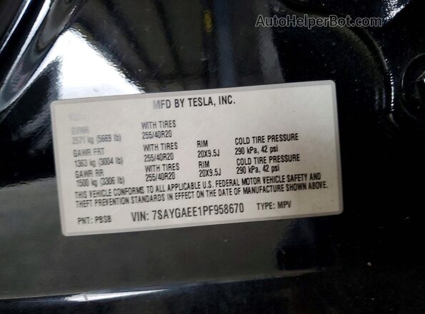 7SAYGAEE1PF958670 2023 TESLA MODEL Black Vista del compartimento del motor