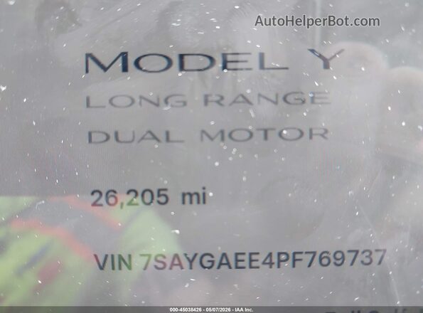 7SAYGAEE4PF769737 2023 TESLA MODEL Y White 