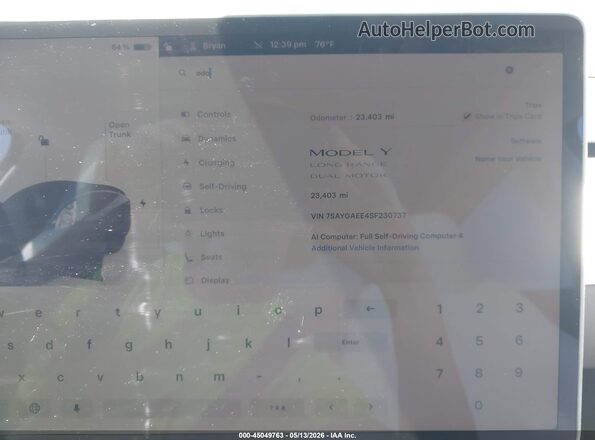 7SAYGAEE4SF230737 2025 TESLA MODEL Y Gray 