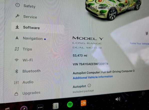 7SAYGAEE5NF338174 2022 TESLA MODEL Белый Вид щитка приборов