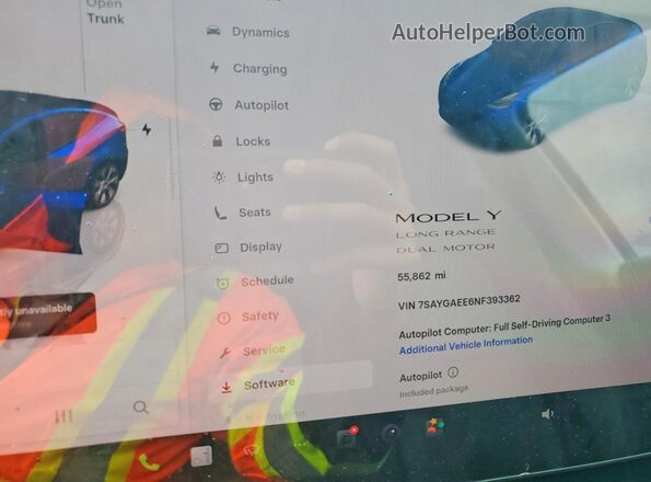 7SAYGAEE6NF393362 2022 TESLA MODEL Blue Vista del cuadro de instrumentos
