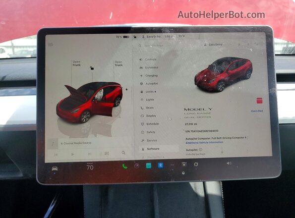 7SAYGAEE6RF069513 2024 TESLA MODEL Red Вид щитка приладів