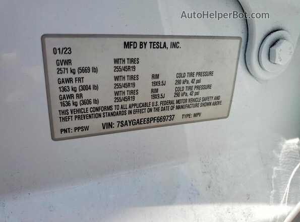 7SAYGAEE8PF669737 2023 TESLA MODEL Белый Вид подкапотного пространства