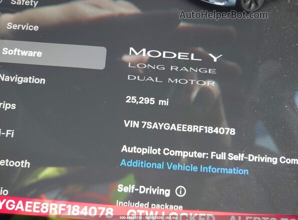 7SAYGAEE8RF184078 2024 TESLA MODEL Y Red 