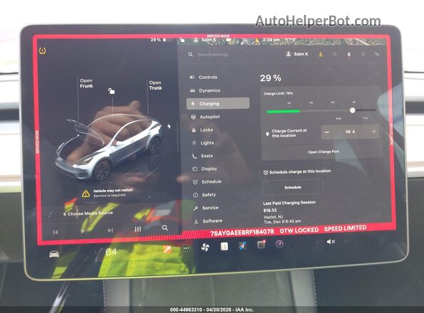 7SAYGAEE8RF184078 2024 TESLA MODEL Y Red 