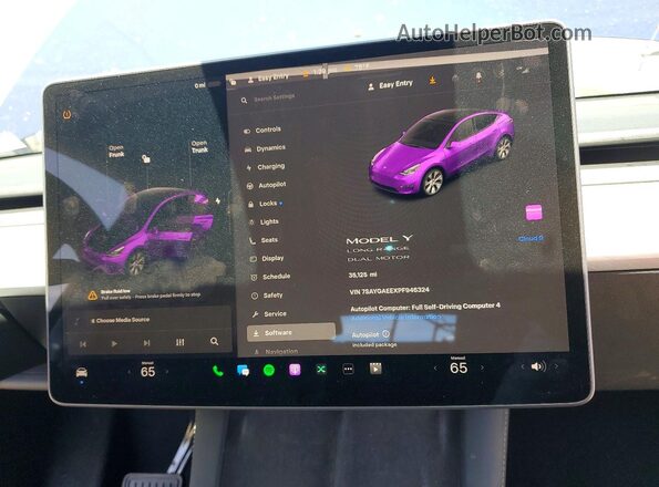 7SAYGAEEXPF946324 2023 TESLA MODEL Белый Вид щитка приборов