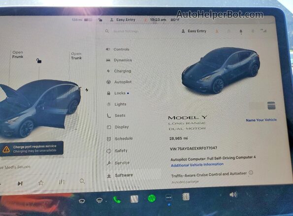 7SAYGAEEXRF077047 2024 TESLA MODEL Gray Սարքավորումների վահանակի տեսք