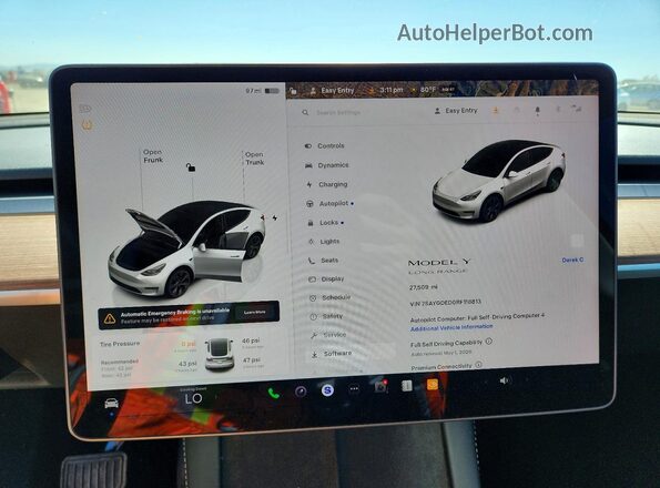 7SAYGDED0RF118813 2024 TESLA MODEL Белый Вид щитка приборов